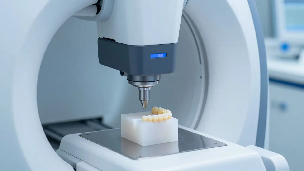 Digitální frézování keramické fazety v moderní stomatologické laboratoři