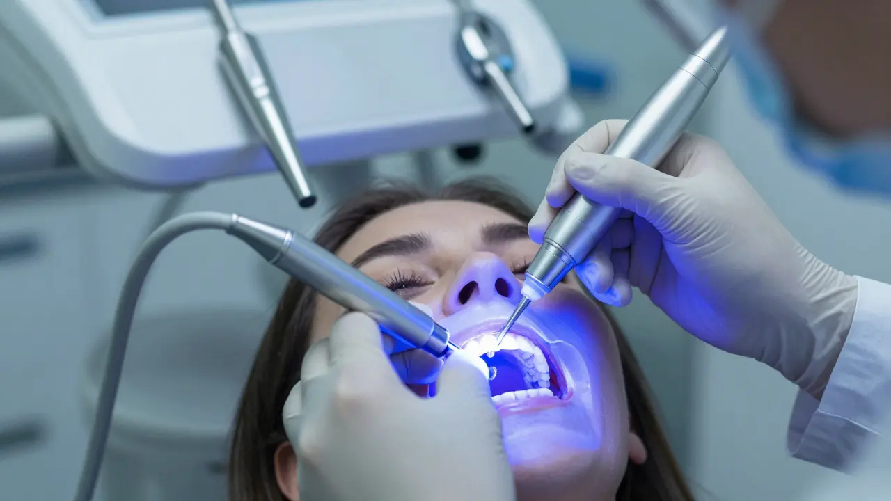 Profesionální bělení zubů s LED světlem u dentisty