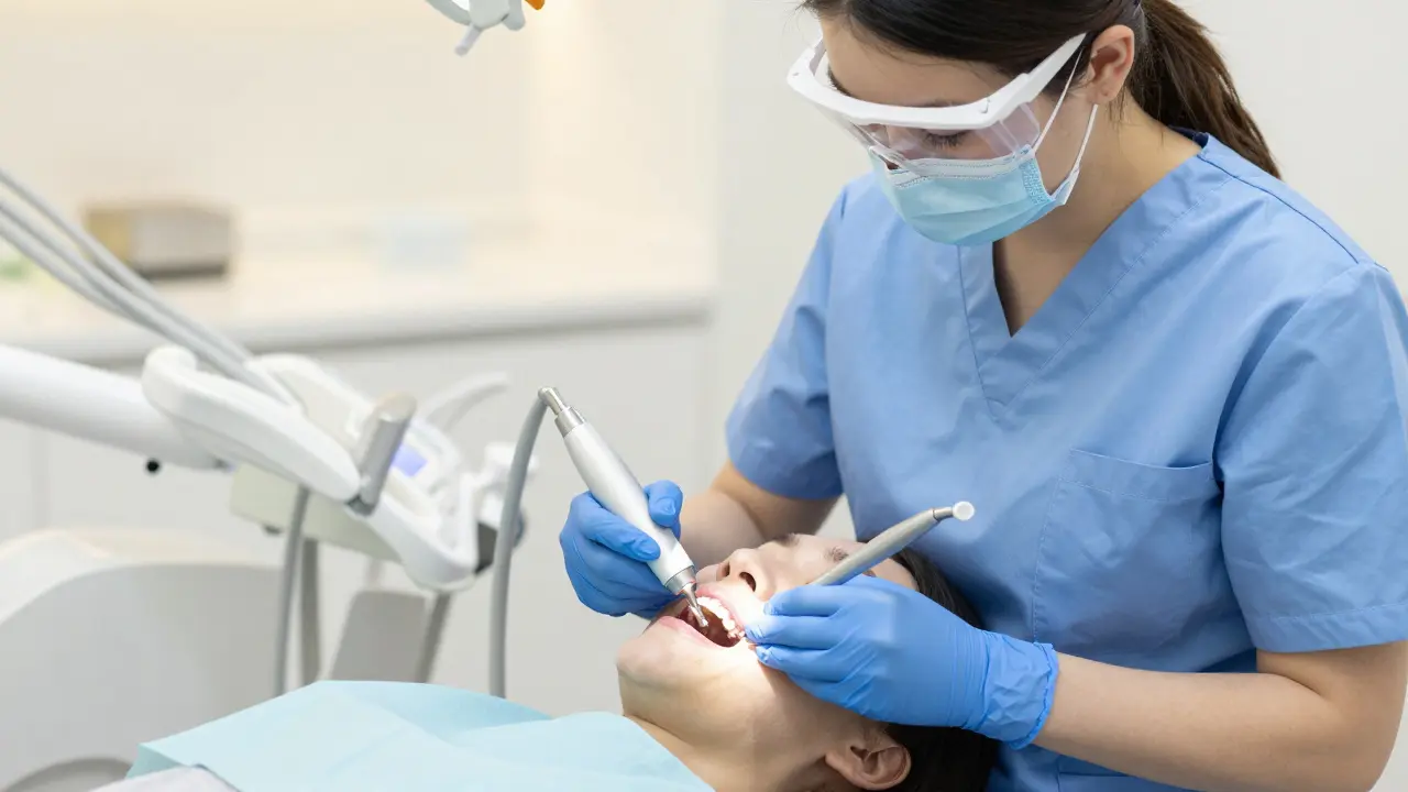 Hygienik čistí zuby ultrazvukem