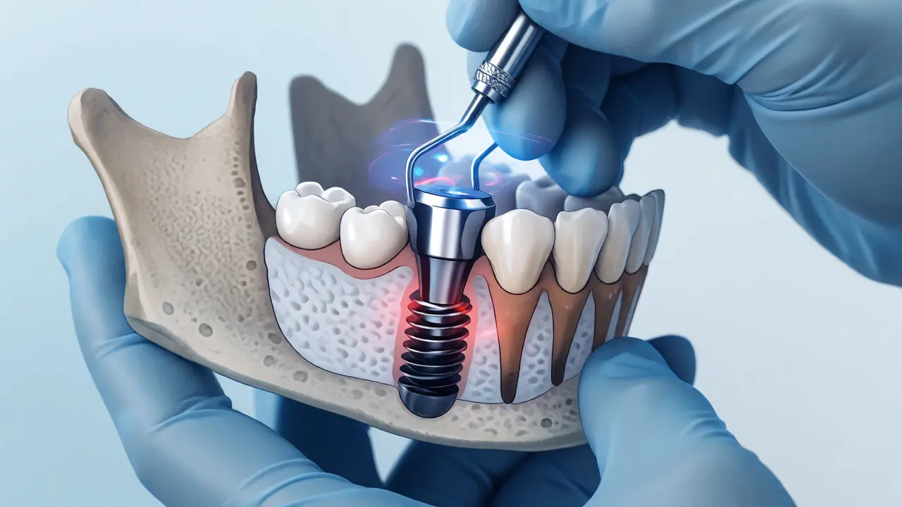 Chirurgická implantace titanového šroubu do kosti