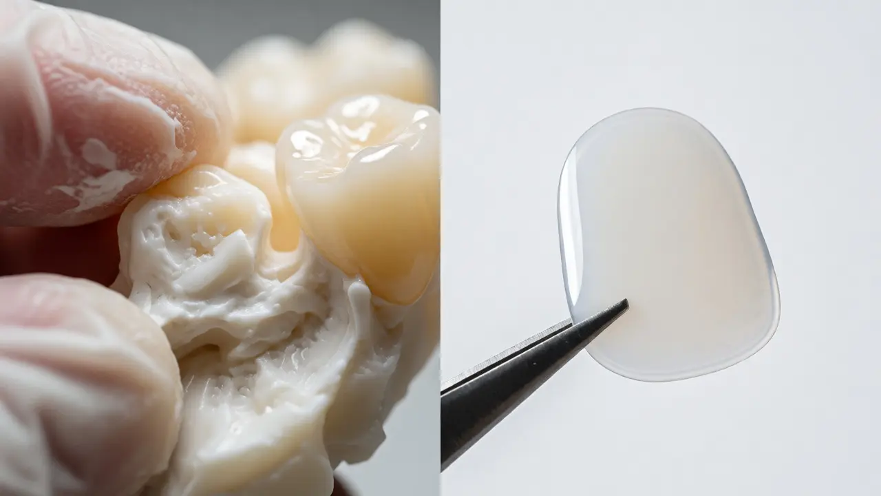 Porovnání kompozitního materiálu a keramické facety